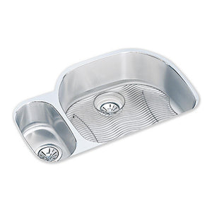Alternate Image for Elkay Lustertone Classic 32" Undermount Stainless Steel Kitchen Sink Kit, 40/60 Double Bowl, Lustrous Satin, 18 Gauge, ELUH3221LDBG