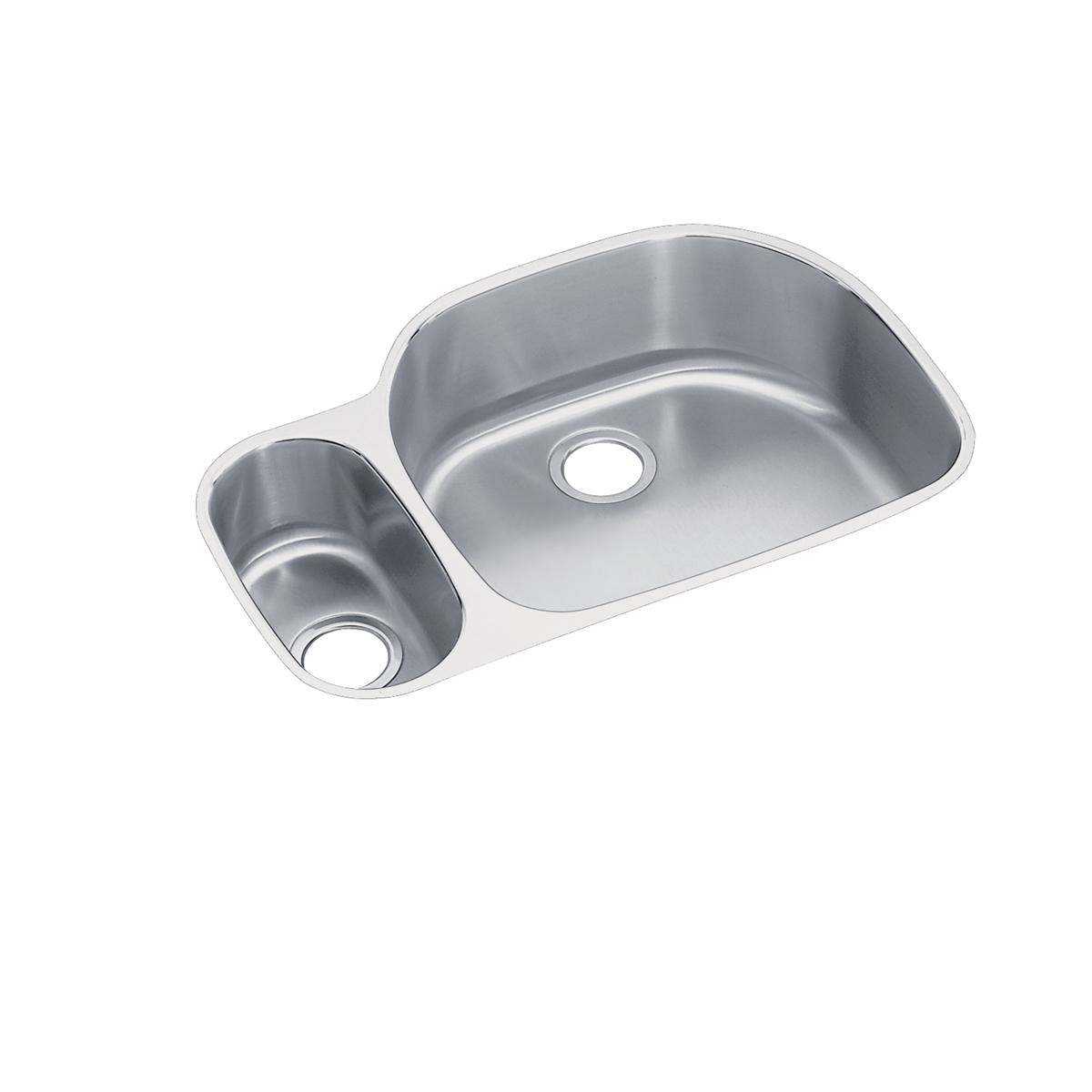 Elkay Lustertone Classic 32" Undermount Stainless Steel Kitchen Sink Kit, 40/60 Double Bowl, Lustrous Satin, 18 Gauge, ELUH3221LDBG