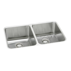 Alternate Image for Elkay Lustertone Classic 36" Undermount Stainless Steel Kitchen Sink Kit, 50/50 Double Bowl, Lustrous Satin, 18 Gauge, ELUH361710DBG