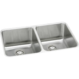Elkay Lustertone Classic 36" Undermount Stainless Steel Kitchen Sink Kit, 50/50 Double Bowl, Lustrous Satin, 18 Gauge, ELUH361710DBG