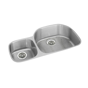 Alternate Image for Elkay Lustertone Classic 36" Undermount Stainless Steel Kitchen Sink Kit, 40/60 Double Bowl, Lustrous Satin, 18 Gauge, ELUH362110LDBG