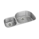 Elkay Lustertone Classic 36" Undermount Stainless Steel Kitchen Sink Kit, 40/60 Double Bowl, Lustrous Satin, 18 Gauge, ELUH362110LDBG