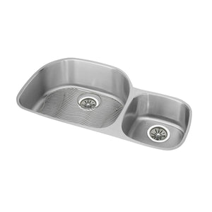 Alternate Image for Elkay Lustertone Classic 36" Undermount Stainless Steel Kitchen Sink Kit, 60/40 Double Bowl, Lustrous Satin, 18 Gauge, ELUH362110RDBG