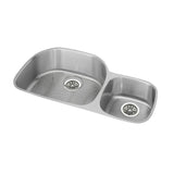 Elkay Lustertone Classic 36" Undermount Stainless Steel Kitchen Sink Kit, 60/40 Double Bowl, Lustrous Satin, 18 Gauge, ELUH362110RDBG