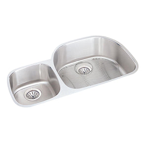 Alternate Image for Elkay Lustertone Classic 36" Undermount Stainless Steel Kitchen Sink Kit, 40/60 Double Bowl, Lustrous Satin, 18 Gauge, ELUH3621LDBG