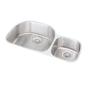 Alternate Image for Elkay Lustertone Classic 36" Undermount Stainless Steel Kitchen Sink Kit, 60/40 Double Bowl, Lustrous Satin, 18 Gauge, ELUH3621RDBG