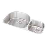 Elkay Lustertone Classic 36" Undermount Stainless Steel Kitchen Sink Kit, 60/40 Double Bowl, Lustrous Satin, 18 Gauge, ELUH3621RDBG