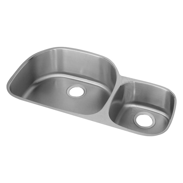 Elkay Lustertone Classic 36" Undermount Stainless Steel Kitchen Sink, 60/40 Double Bowl, Lustrous Satin, 18 Gauge, ELUH3621R