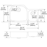 Elkay Lustertone Classic 36" Undermount Stainless Steel Kitchen Sink Kit, 60/40 Double Bowl, Lustrous Satin, 18 Gauge, ELUH3621RDBG