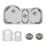 Elkay Lustertone Classic 40" Undermount Stainless Steel Kitchen Sink Kit, 43/20/37 Triple Bowl, Lustrous Satin, 18 Gauge, ELUH3920DBG