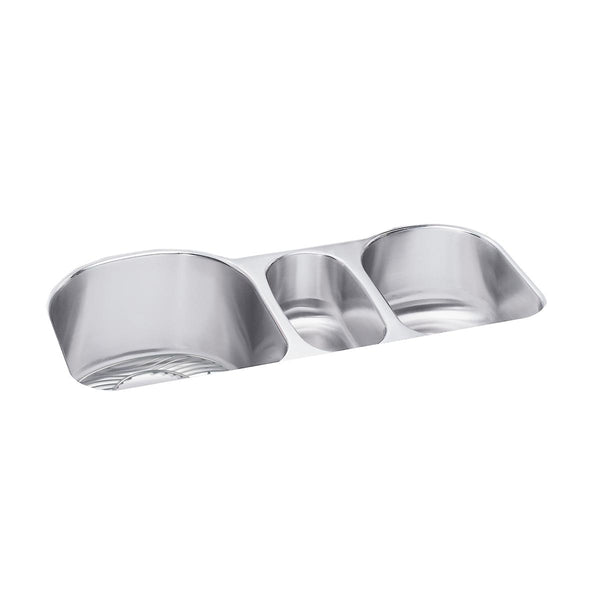 Elkay Lustertone Classic 40" Undermount Stainless Steel Kitchen Sink Kit, 43/20/37 Triple Bowl, Lustrous Satin, 18 Gauge, ELUH3920DBG