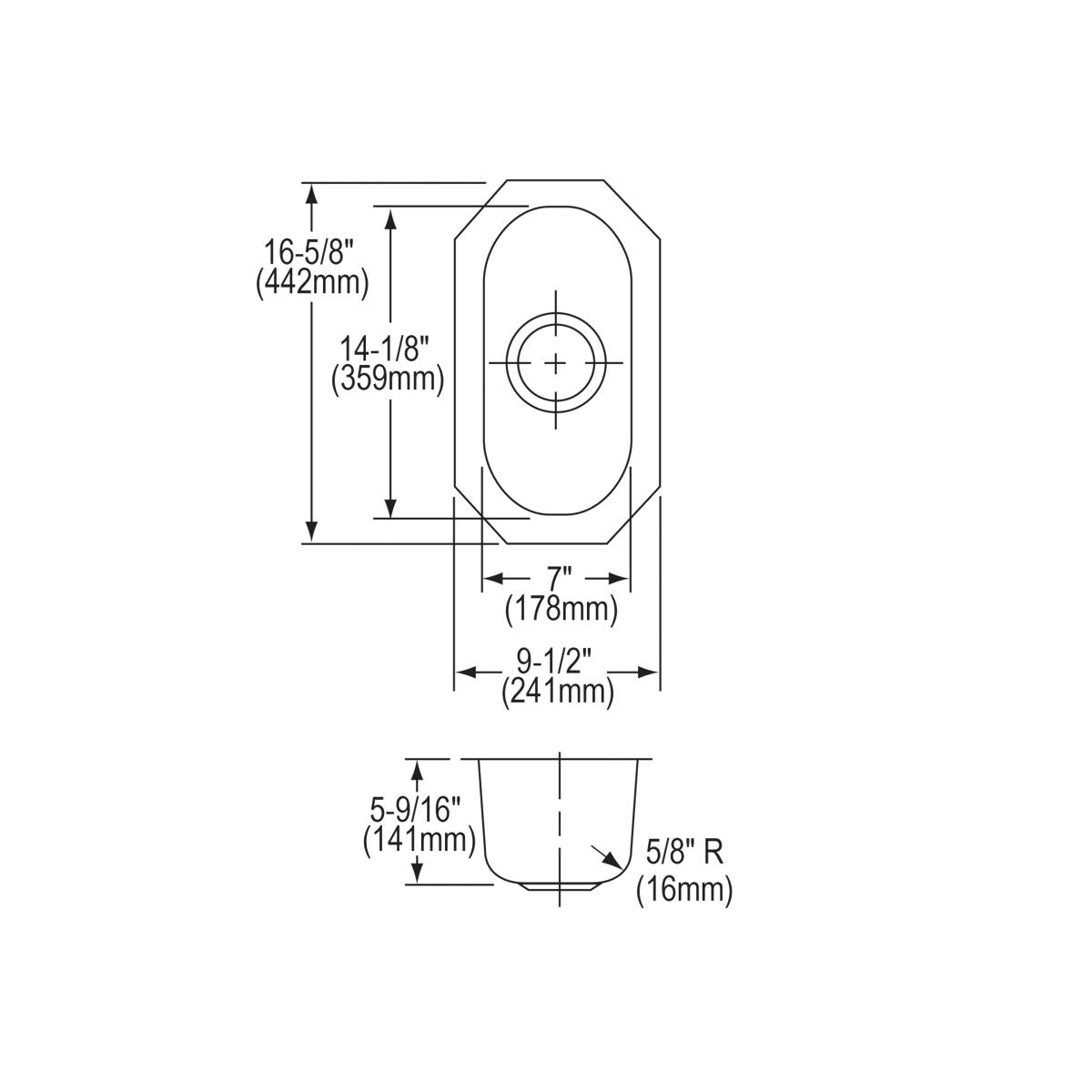 Elkay Lustertone Classic 10" Undermount Stainless Steel ADA Kitchen Sink, Lustrous Satin, 18 Gauge, ELUH714