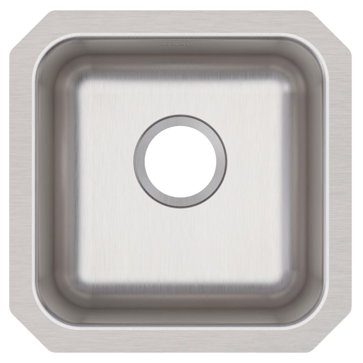Elkay Lustertone Classic 15" Undermount Stainless Steel ADA Kitchen Sink, Lustrous Satin, 18 Gauge, ELUHAD121255