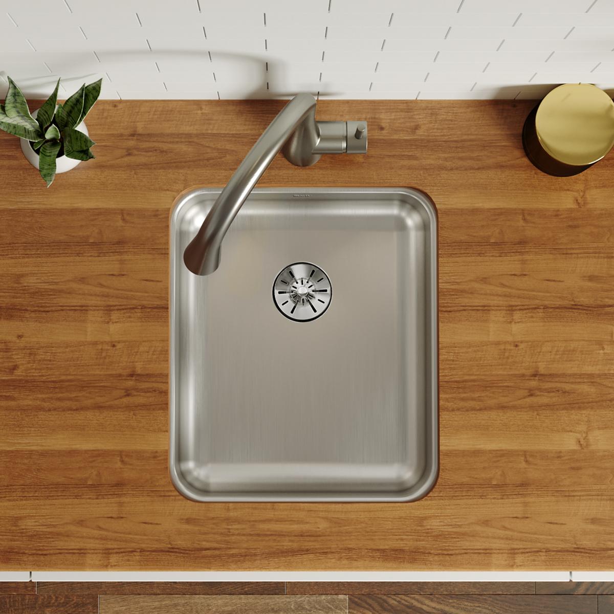 Elkay Lustertone Classic 16" Undermount Stainless Steel ADA Kitchen Sink, Lustrous Satin, 18 Gauge, ELUHAD131655PD