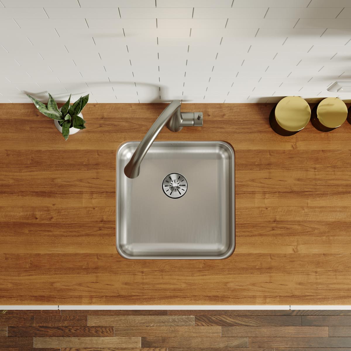 Elkay Lustertone Classic 17" Undermount Stainless Steel ADA Kitchen Sink, Lustrous Satin, 18 Gauge, ELUHAD141455PD
