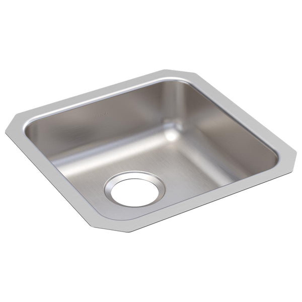 Elkay Lustertone Classic 17" Undermount Stainless Steel ADA Kitchen Sink, Lustrous Satin, 18 Gauge, ELUHAD141455