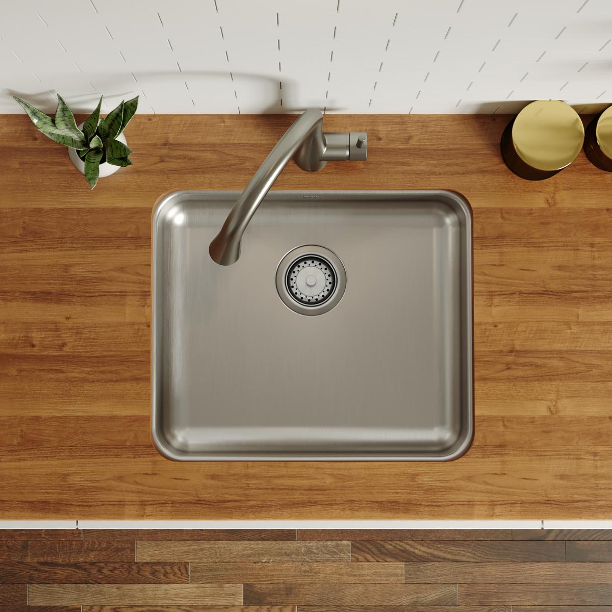 Elkay Lustertone Classic 22" Undermount Stainless Steel ADA Kitchen Sink, Lustrous Satin, 18 Gauge, ELUHAD191655