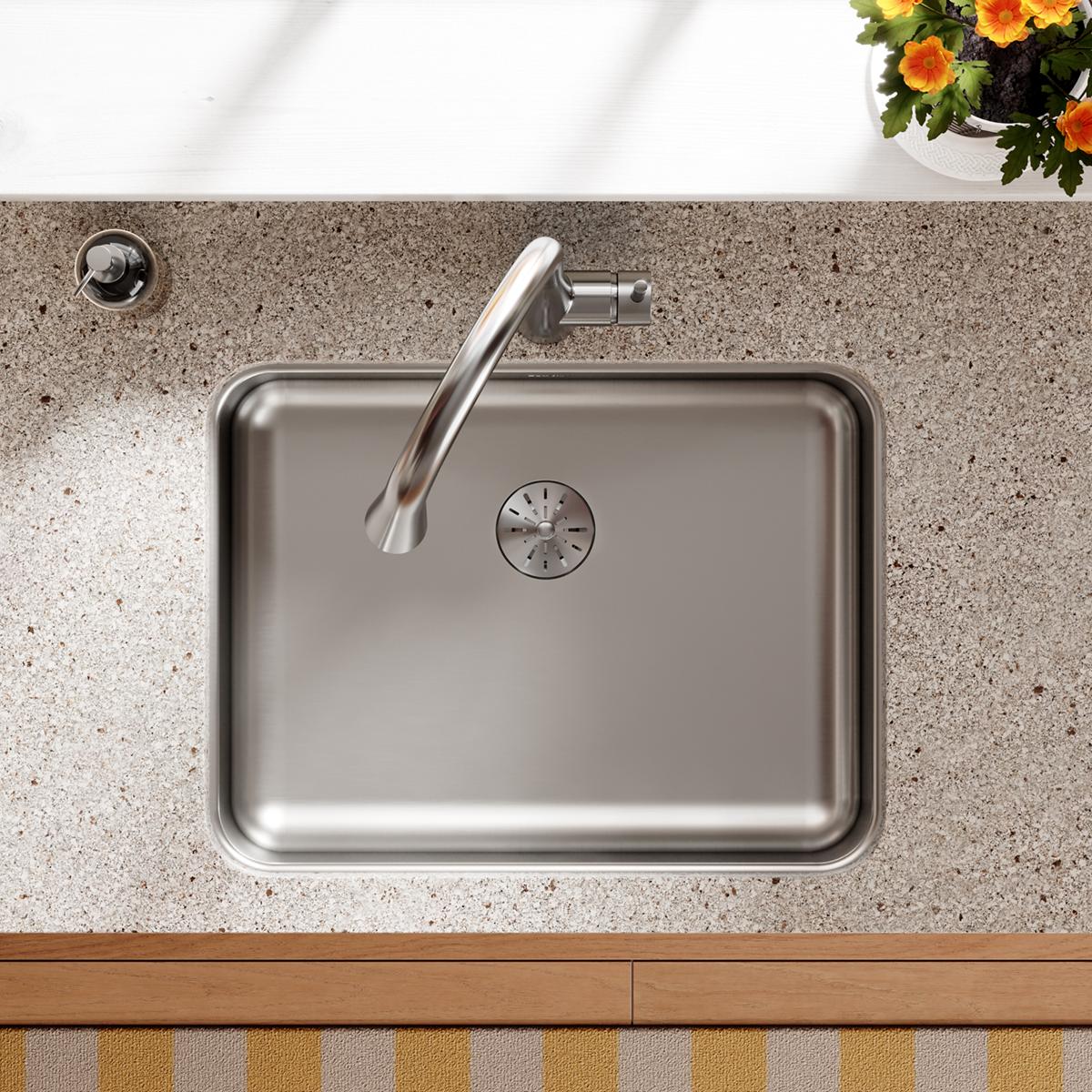 Elkay Lustertone Classic 24" Undermount Stainless Steel ADA Kitchen Sink, Lustrous Satin, 18 Gauge, ELUHAD211555PD