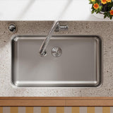 Elkay Lustertone Classic 31" Undermount Stainless Steel ADA Kitchen Sink, Lustrous Satin, 18 Gauge, ELUHAD281655PD