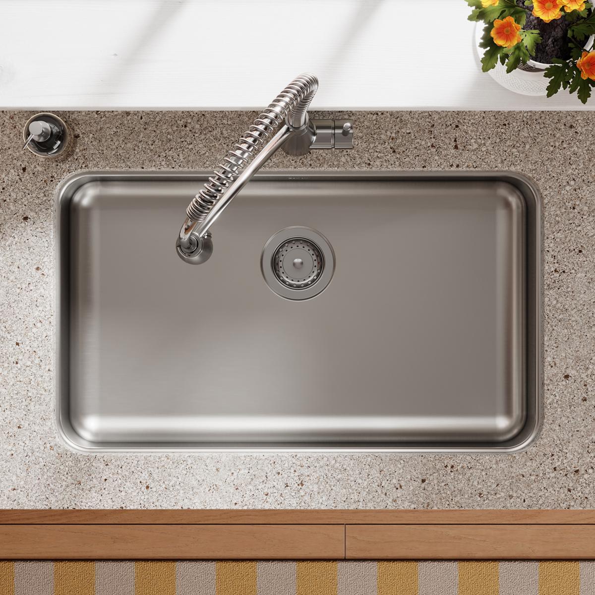 Elkay Lustertone Classic 31" Undermount Stainless Steel ADA Kitchen Sink, Lustrous Satin, 18 Gauge, ELUHAD281655
