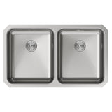 Elkay Lustertone Classic 31" Undermount Stainless Steel ADA Kitchen Sink, 50/50 Double Bowl, Lustrous Satin, 18 Gauge, ELUHAD311855PD