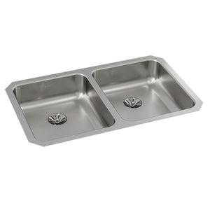 Alternate Image for Elkay Lustertone Classic 31" Undermount Stainless Steel ADA Kitchen Sink, 50/50 Double Bowl, Lustrous Satin, 18 Gauge, ELUHAD311855PD