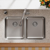 Elkay Lustertone Classic 31" Undermount Stainless Steel ADA Kitchen Sink, 50/50 Double Bowl, Lustrous Satin, 18 Gauge, ELUHAD311855