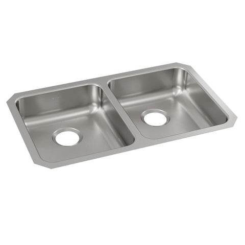 Elkay Lustertone Classic 31" Undermount Stainless Steel ADA Kitchen Sink, 50/50 Double Bowl, Lustrous Satin, 18 Gauge, ELUHAD311855