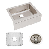 Elkay Lustertone Classic 25" Stainless Steel Farmhouse Sink Kit, Lustrous Satin, 18 Gauge, ELUHF2520DBG