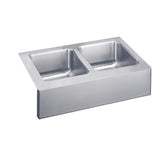 Elkay Lustertone Classic 33" Stainless Steel Farmhouse Sink Kit, 50/50 Double Bowl, Lustrous Satin, 18 Gauge, ELUHF332010DBG