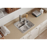 Elkay Celebrity 20" Drop In/Topmount Stainless Steel Laundry/Utility Sink, Brushed Satin, No Faucet Hole, ESE2020100