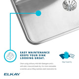 Elkay Lustertone Classic 17" Undermount Stainless Steel ADA Kitchen Sink, Lustrous Satin, 18 Gauge, ELUHAD141455