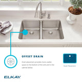 Elkay Lustertone Classic 54" Drop In/Topmount Stainless Steel Kitchen Sink, 60/40 Double Bowl, Lustrous Satin, 18 Gauge, Includes Drainboard, ILGR5422L0