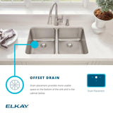 Elkay Lustertone Classic 33" Drop In/Topmount Stainless Steel Kitchen Sink, 60/40 Double Bowl, Lustrous Satin, 2 Faucet Holes, LGR33222