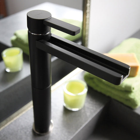 MaestroBath 1.2 GPM Flusso Luxury Waterfall ADA Bathroom Faucet, Matte Black, Lead-Free Brass, Matt Black, FAU-FLS-BLK