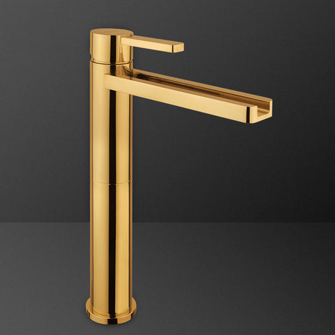 MaestroBath 1.2 GPM Flusso Luxury Waterfall ADA Bathroom Faucet, Polished Gold, Lead-Free Brass, FAU-FLS-PGL