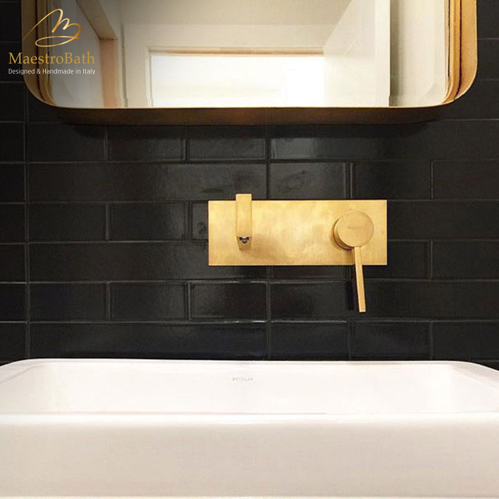 MaestroBath 1.2 GPM Primavera Luxury Wall-Mounted ADA Bathroom Faucet, Brushed Gold, Without pop-up drain, Lead-Free Brass, FAU-PR21-BGL