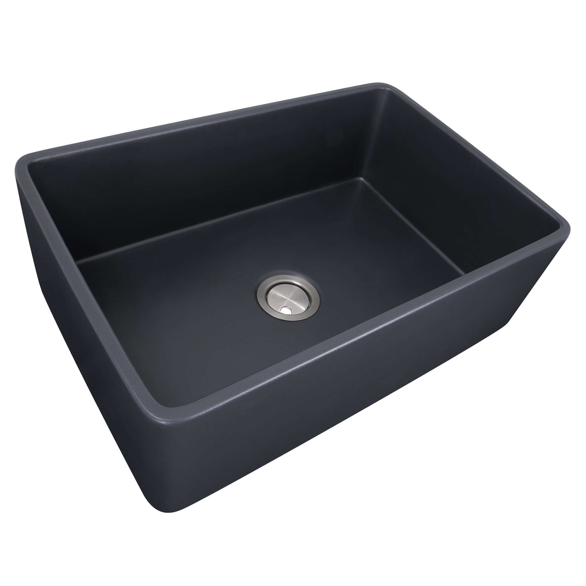 Nantucket Sinks Vineyard 30" Fireclay Farmhouse Sink with Accessories, Matte Black, FCFS3020S-MatteBlack