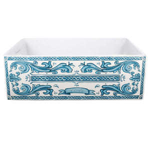 Alternate Image for Nantucket Sinks Vineyard 33" Fireclay Farmhouse Sink with Accessories, White/Blue, FCFS3320S-BluMare