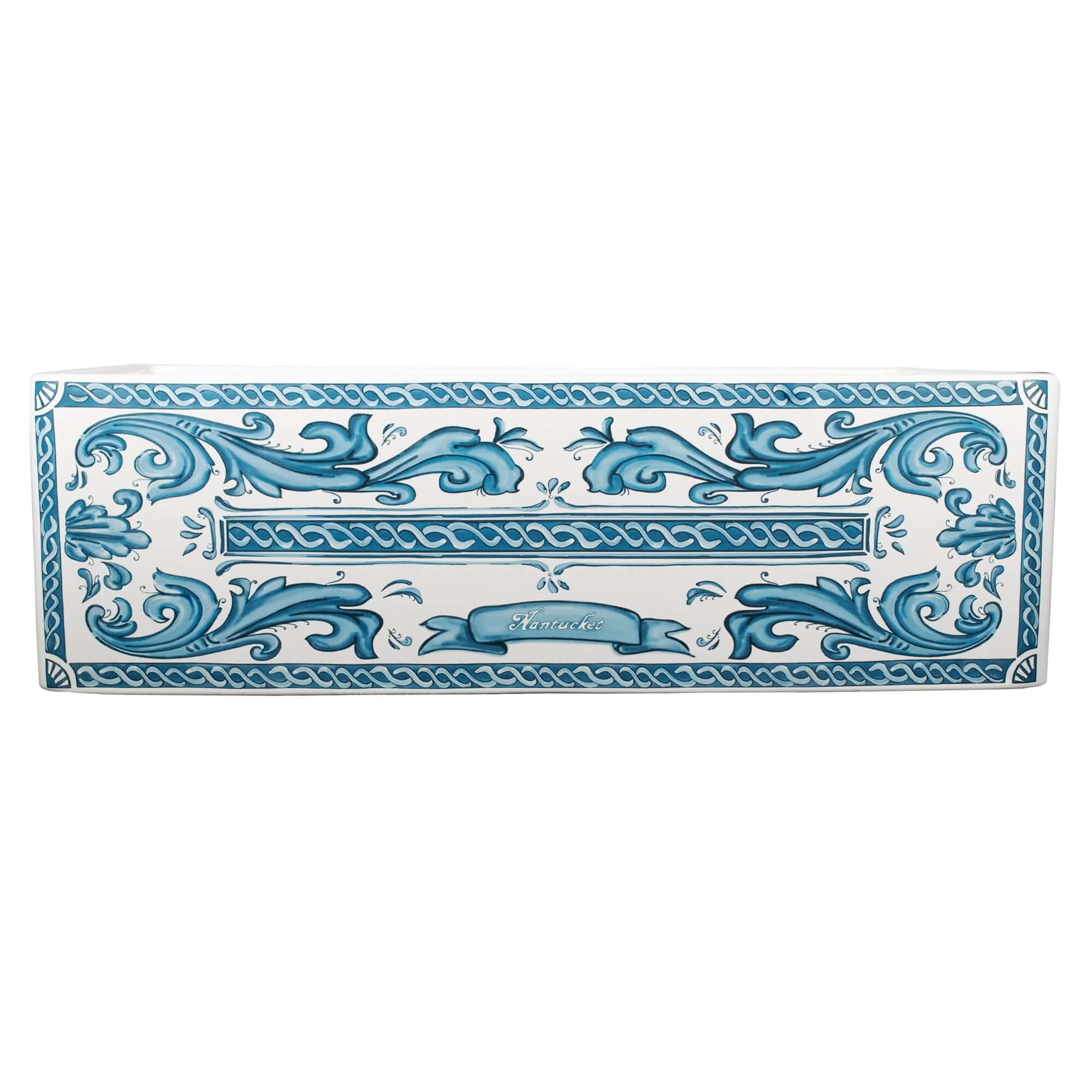 Nantucket Sinks Vineyard 33" Fireclay Farmhouse Sink with Accessories, White/Blue, FCFS3320S-BluMare