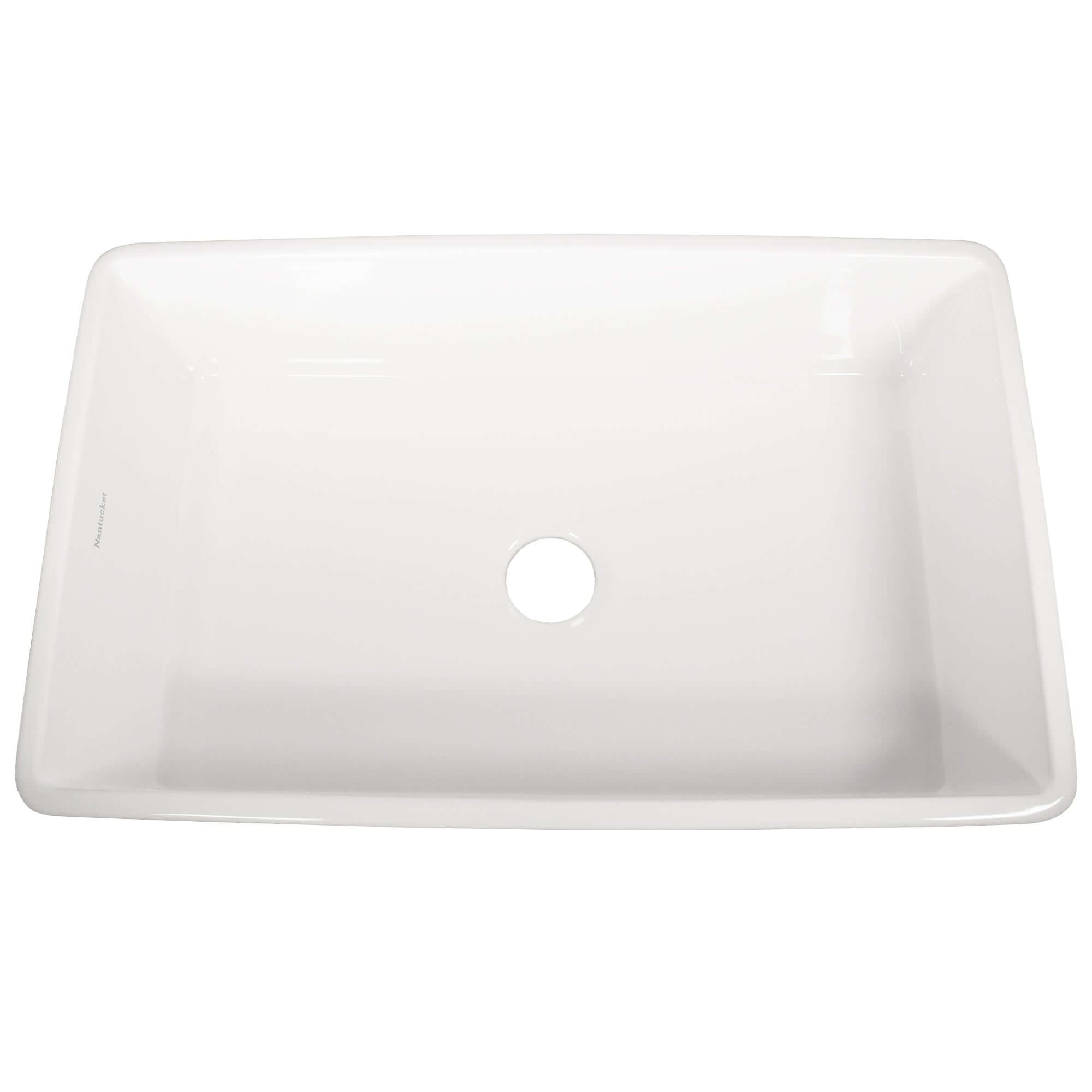 Nantucket Sinks Vineyard 33" Fireclay Farmhouse Sink with Accessories, White/Blue, FCFS3320S-BluMare