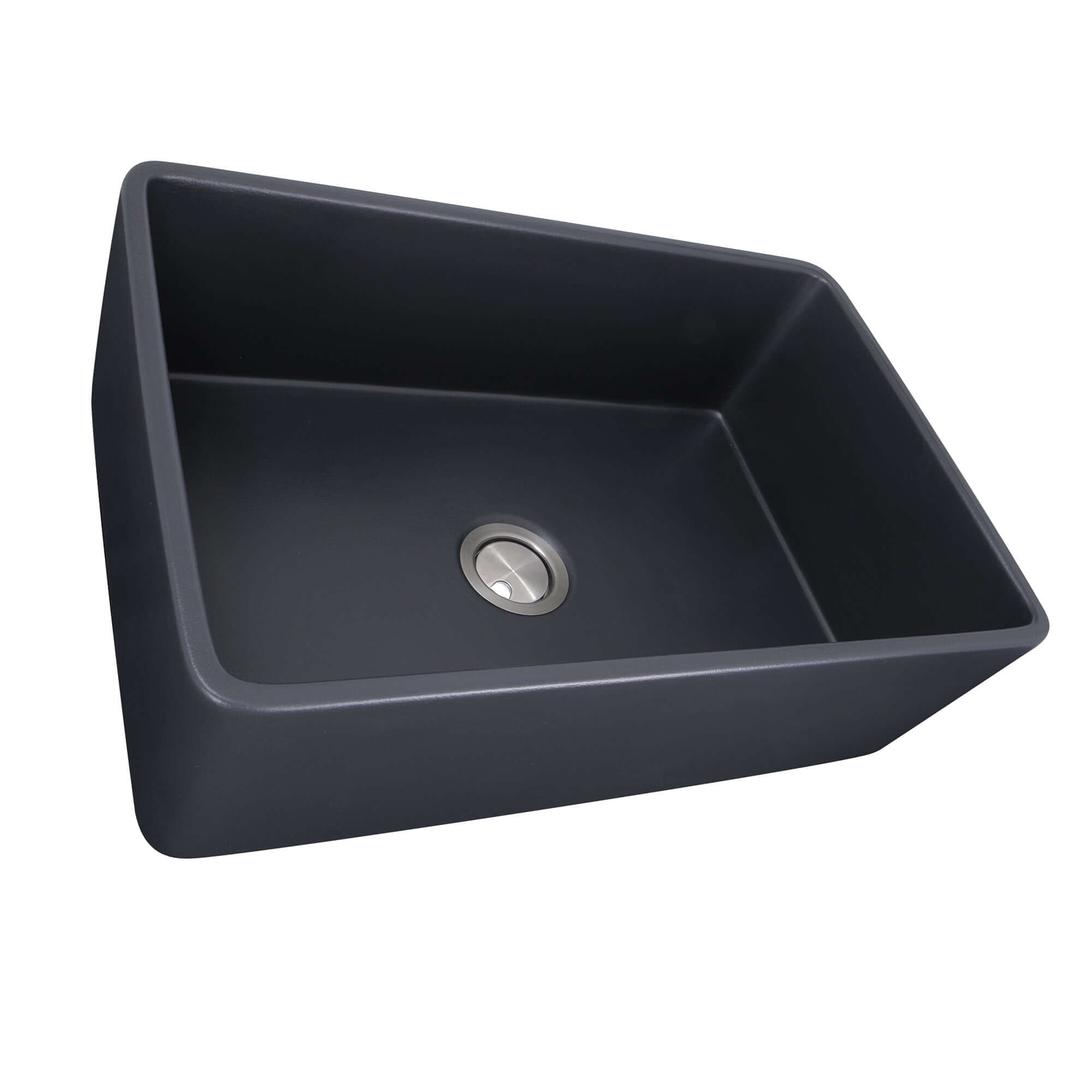 Nantucket Sinks Vineyard 33" Fireclay Farmhouse Sink with Accessories, Matte Black, FCFS3320S-MatteBlack