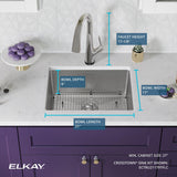 Elkay Crosstown 23" Undermount Stainless Steel Kitchen Sink Kit with Faucet, Single Bowl 18 Gauge, ECTRU21179TFLC