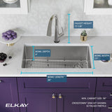 Elkay Crosstown 32" Undermount Stainless Steel Kitchen Sink Kit with Faucet, Single Bowl 18 Gauge, ECTRU30179RTFLC