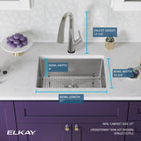 Elkay Crosstown 24" Undermount Stainless Steel Kitchen Sink Kit with Faucet, Single Bowl 16 Gauge, EFRU2115TFLC