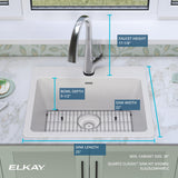 Elkay Quartz Classic 25" Drop In/Topmount Quartz Kitchen Sink Kit with Faucet, Single Bowl White, 5 Pre-scored Faucet Holes, ELG2522WH0FLC