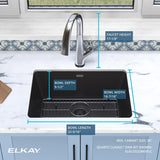 Elkay Quartz Classic 25" Undermount Quartz Kitchen Sink Kit with Faucet, Single Bowl Black, ELGU2522BK0FLC