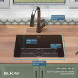 Elkay Quartz Classic 25" Undermount Quartz Kitchen Sink Kit with Faucet, Single Bowl Mocha, ELGU2522MC0FLC