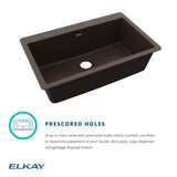 Elkay Quartz Classic 33" Drop In/Topmount Quartz Kitchen Sink, Mocha, 5 Pre-scored Faucet Holes, ELGR13322MC0