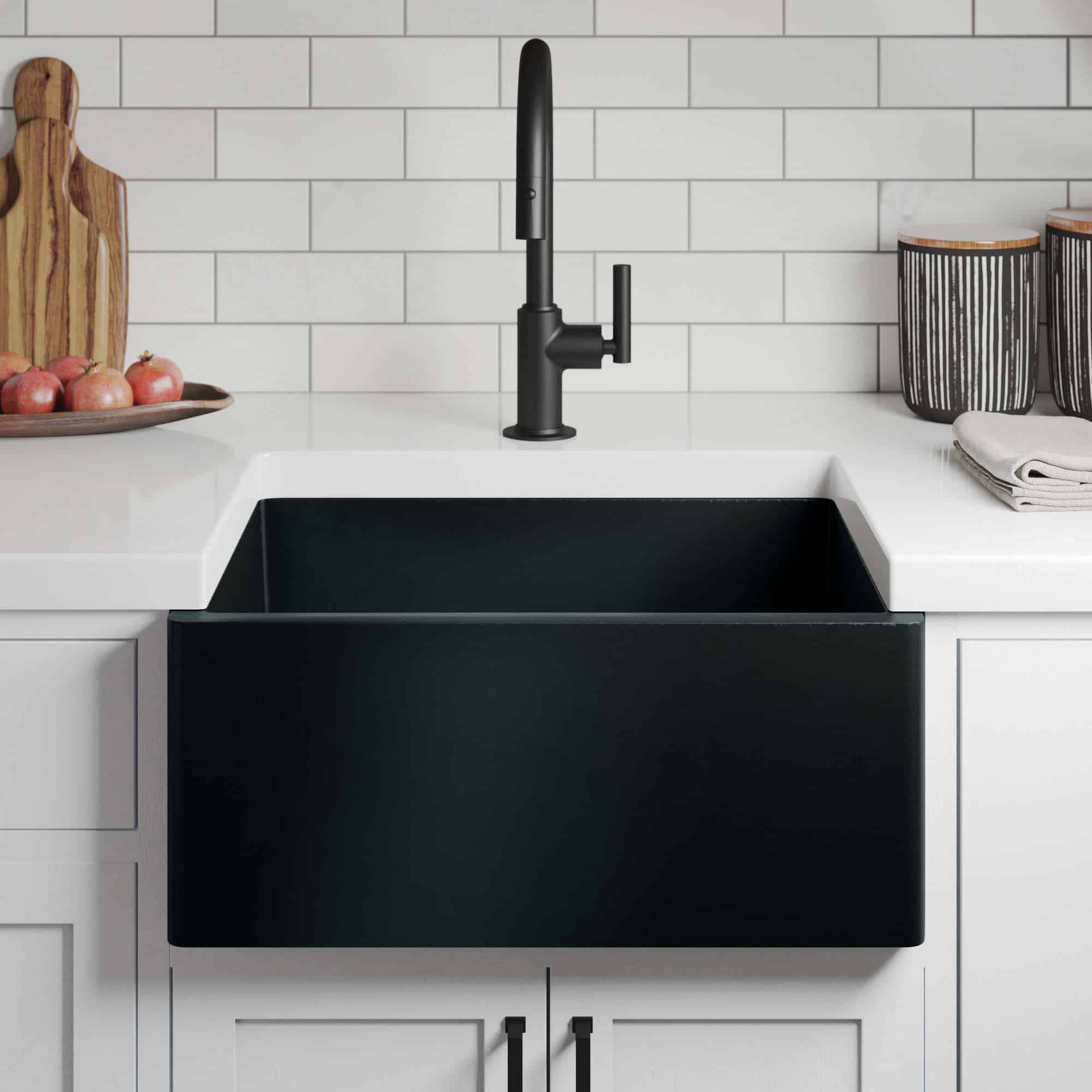 Native Trails Farmhouse 2418 24" NativeStone Concrete Farmhouse Sink, Charcoal, NSK2418-C